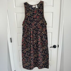 Vintage Bentley Paisley Corduroy Midi Maxi Jumper Dress Prairie Small Grannycore